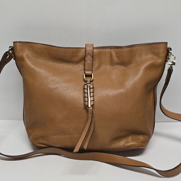Stella & Dot Covet Sunday Crossbody Bag / Saddle / Tan Leather - Picture 1 of 8